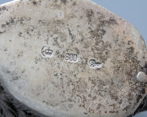 Антикварная серебряная солонка «Лебедь», серебро 800 пробы, хрусталь