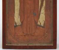 Старинная карманная иконка «Святая мученица Варвара», дерево, резьба, Россия, 19 в.