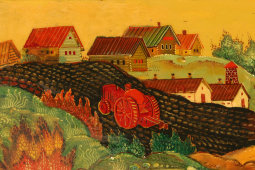 Лаковая шкатулка папье-маше «Сеятели», художник Ю. Ваванов, Мстера, 1960-е