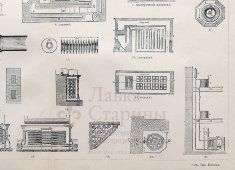 Старинная гравюра «Отопление. Камины», бумага, Брокгауз и Ефрон​, Санкт-Петербург, 1890-е