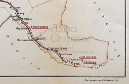 Старинная карта Эриванской губернии (Армения, Ереван), картографич. зав. П. Ф. Петш, Санкт-Петербург, к. 19, н. 20 вв.