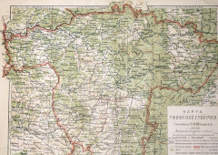 Карта Уфимской губернии Российской империи, бумага, багет, к. 19 в., н. 20 в.