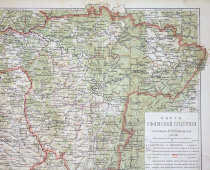 Карта Уфимской губернии Российской империи, бумага, багет, к. 19 в., н. 20 в.