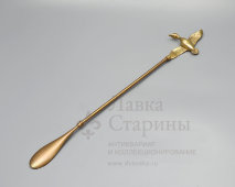 Длинная винтажная латунная ложка, рожок для обуви с ручкой в виде летящей утки, Европа, 2-я пол. 20 в.