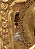 Старинная икона в латунном окладе «Святой Николай Чудотворец», Россия, нач. 20 в.