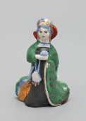 Старинная фарфоровая статуэтка «Девушка в кокошнике», частный завод Гжели, к. 19, н. 20 вв.