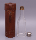 Охотничья походная бутылка, Европа, конец 19 века, стекло, кожа, металл 