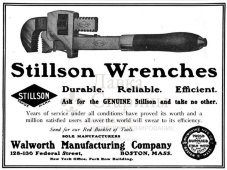 Старинный разводной (трубный) ключ Stillson № 6 с деревянной ручкой, Walworth Manufacturing Co, США