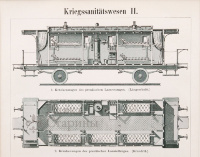 Редкая литография Военно-санитарные вагоны