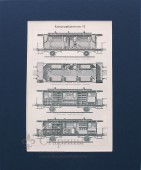Редкая литография Военно-санитарные вагоны