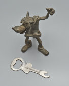 Винтажная открывалка для бутылок «Волк с гитарой» по мотивам мультфильма «Ну, погоди!», СССР, 1970-е