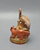 Статуэтка «Лиса и журавль» по мотивам русской народной сказки, майолика, Гжельский керамический завод, 1950-е