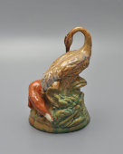 Статуэтка «Лиса и журавль» по мотивам русской народной сказки, майолика, Гжельский керамический завод, 1950-е