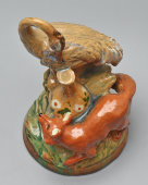 Статуэтка «Лиса и журавль» по мотивам русской народной сказки, майолика, Гжельский керамический завод, 1950-е