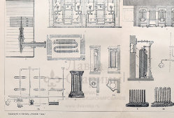 Старинная гравюра «Отопление помещений», бумага, Брокгауз и Ефрон​, Санкт-Петербург, 1890-е