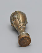 Старинная личная печать с рукояткой в стиле модерн (Ар-нуво), шпиатр, меднение, Европа, кон. 19, нач. 20 вв.