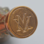 Старинная личная печать с рукояткой в стиле модерн (Ар-нуво), шпиатр, меднение, Европа, кон. 19, нач. 20 вв.