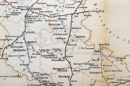 Старинная карта Псковской губернии, картографич. зав. П. Ф. Петш, Санкт-Петербург, к. 19, н. 20 вв.