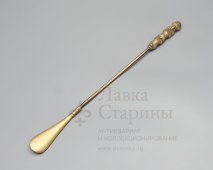 Винтажный рожок для обуви на длинной ручке «Три мудрые обезьяны», латунь, Великобритания, 1-я пол. 20 в.