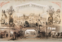 Литография «Выставка произведений сельского хозяйства и промышленности», Русский художественный листок В. Тимма № 32, 1860 г.