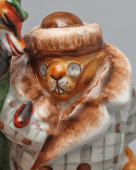 Статуэтка «Лиса и бобёр» по мотивам басни Михалкова С. В., скульптор Воробьев Б. Я., художник Ризнич И. И., ЛФЗ, 1950-60 гг.