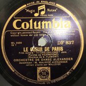 Пластинка с песней «Le coeur de Paris» (сердце Парижа) из кинофильма «Bon coeur de Paris», Columbia, Англия, 1930-е гг.