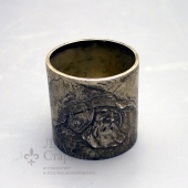 Антикварное салфеточное кольцо «Богатырская застава», серебро 84 проба