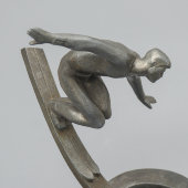Скульптура «Лыжник», цинк, подставка из пластика под мрамор, СССР, 1960-е