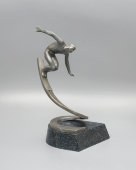 Скульптура «Лыжник», цинк, подставка из пластика под мрамор, СССР, 1960-е