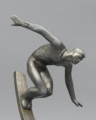 Скульптура «Лыжник», цинк, подставка из пластика под мрамор, СССР, 1960-е