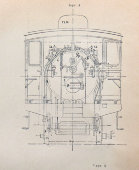 Старинная гравюра «Паровозы», бумага, Брокгауз и Ефрон​, Санкт-Петербург, 1890-е