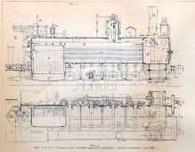 Старинная гравюра «Паровозы», бумага, Брокгауз и Ефрон​, Санкт-Петербург, 1890-е