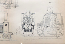 Старинная гравюра «Паровозы», бумага, Брокгауз и Ефрон​, Санкт-Петербург, 1890-е
