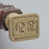 Старинная личная печать с фигурной ручкой из бакелита, Европа, нач. 20 в.