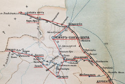 Старинная карта Дагестанской области, картографич. зав. П. Ф. Петш, Санкт-Петербург, к. 19, н. 20 вв.