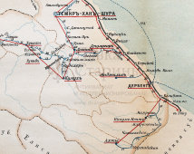 Старинная карта Дагестанской области, картографич. зав. П. Ф. Петш, Санкт-Петербург, к. 19, н. 20 вв.