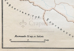 Старинная карта Дагестанской области, картографич. зав. П. Ф. Петш, Санкт-Петербург, к. 19, н. 20 вв.