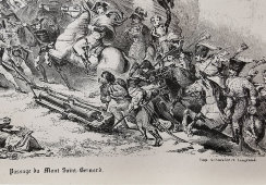 Гравюра в паспарту «Наполеон на перевале Сен-Бернар», Европа, 19 в.