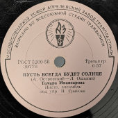 Тамара Миансарова с песнями «Московские улицы» и «Пусть всегда будет солнце», Апрелевский завод, 1950-е
