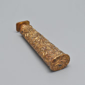 Старинная личная печать с ручкой, украшенной чеканным растительным орнаментом, латунь, бронза, Европа, кон. 19, нач. 20 вв.