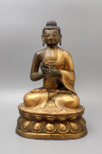 Большая старинная скульптура «Будда», чеканка, Китай, 19 в.