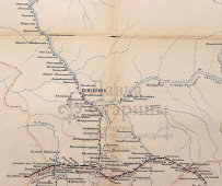 Старинная почтово-телеграфная карта Енисейской губернии (Красноярск), картографич. зав. П. Ф. Петш, Санкт-Петербург, 1900-е