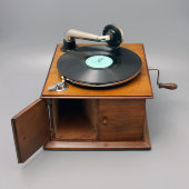 Антикварный компактный настольный граммофон, Европа, начало 20 века
