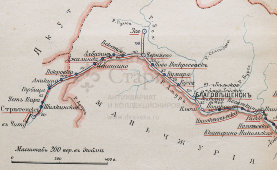 Старинная карта Амурской области, картографич. зав. П. Ф. Петш, Санкт-Петербург, к. 19, н. 20 вв.