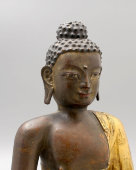 Древняя скульптура Будды, чеканка, позолота, Китай, 19 в.