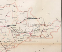 Старинная почтово-телеграфная карта Ковенской губернии (Литва), картографич. зав. П. Ф. Петш, Санкт-Петербург, 1900-е