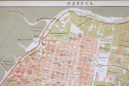Старинный план-карта Одессы, бумага, багет, к. 19 в., н. 20 в.