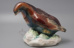 Фаянсовая фигурка «Куропатка», скульптор Кожин П. М., Зик Конаково​, 1950-60 гг.