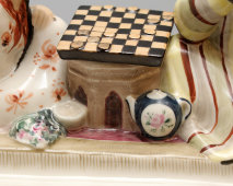 Антикварная фарфоровая чернильница «Игра в шашки», автор Данько Н. Я., ЛФЗ, ранние Советы, 1930-е