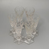 Старинные бокалы для шампанского на ножках-шестигранниках, комплект из 6 штук, стекло, Россия, к. 19 в.